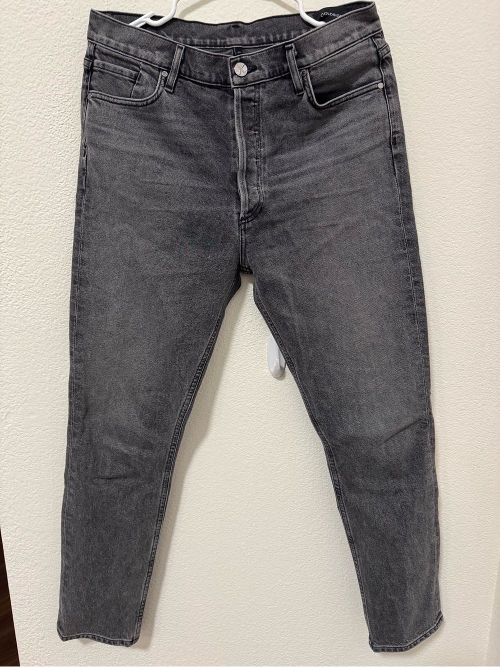 Goldsign button fly gray jeans